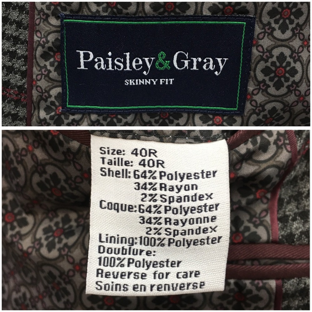 PAISLEY & GRAY Mens Blazer Sport Coat Casual Jacket Size 40R Slim Modern Suit - Picture 10 of 12